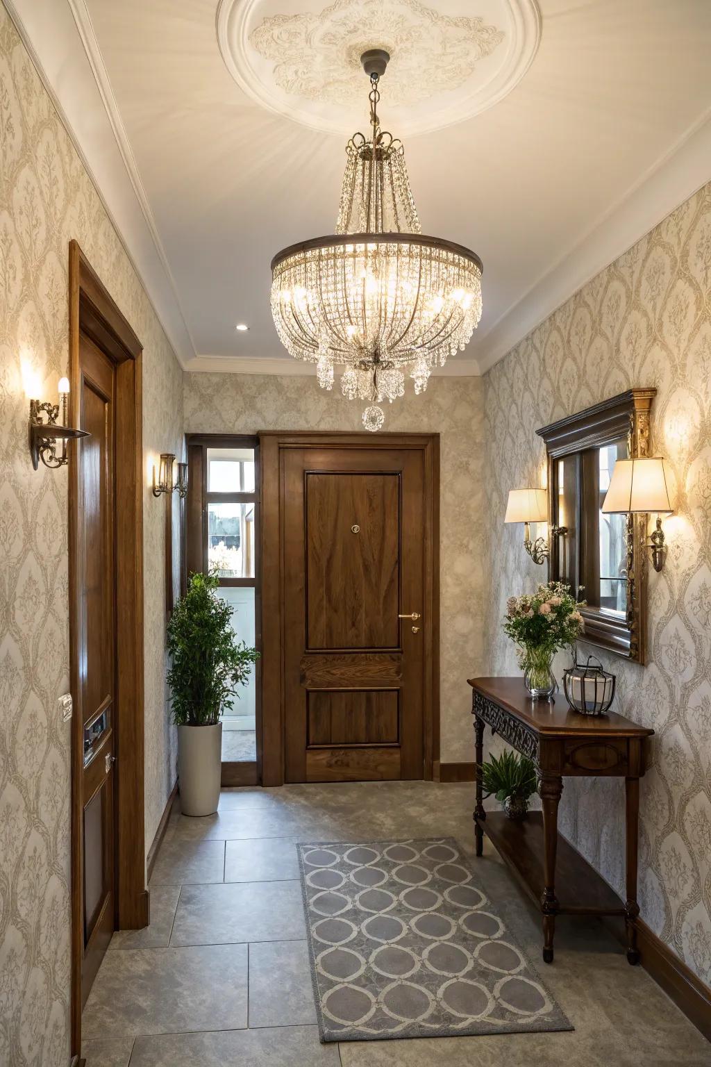 Unique light fixtures enhance the intrigue and personality of your entryway.