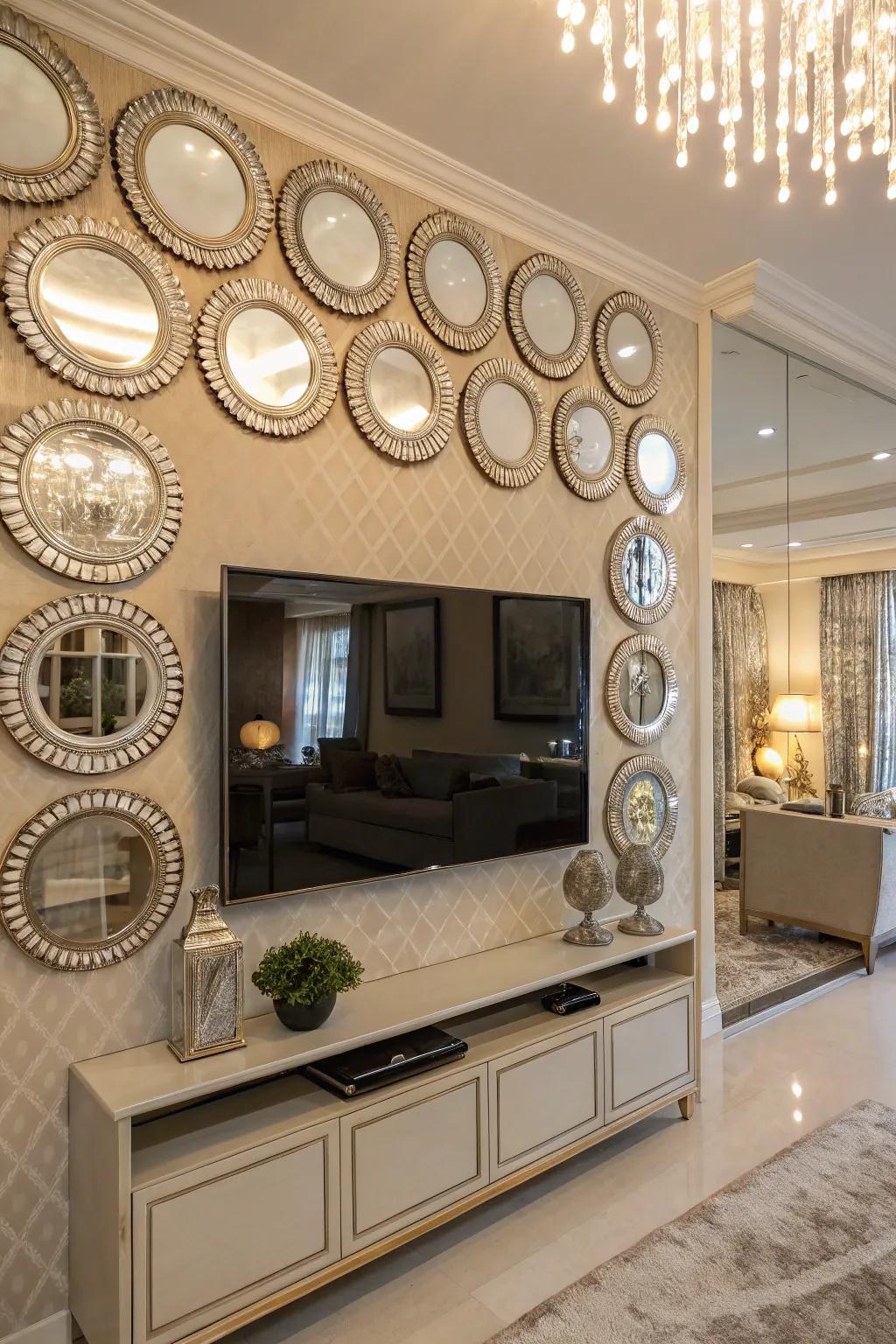 Mirrors add depth and light to your TV area.