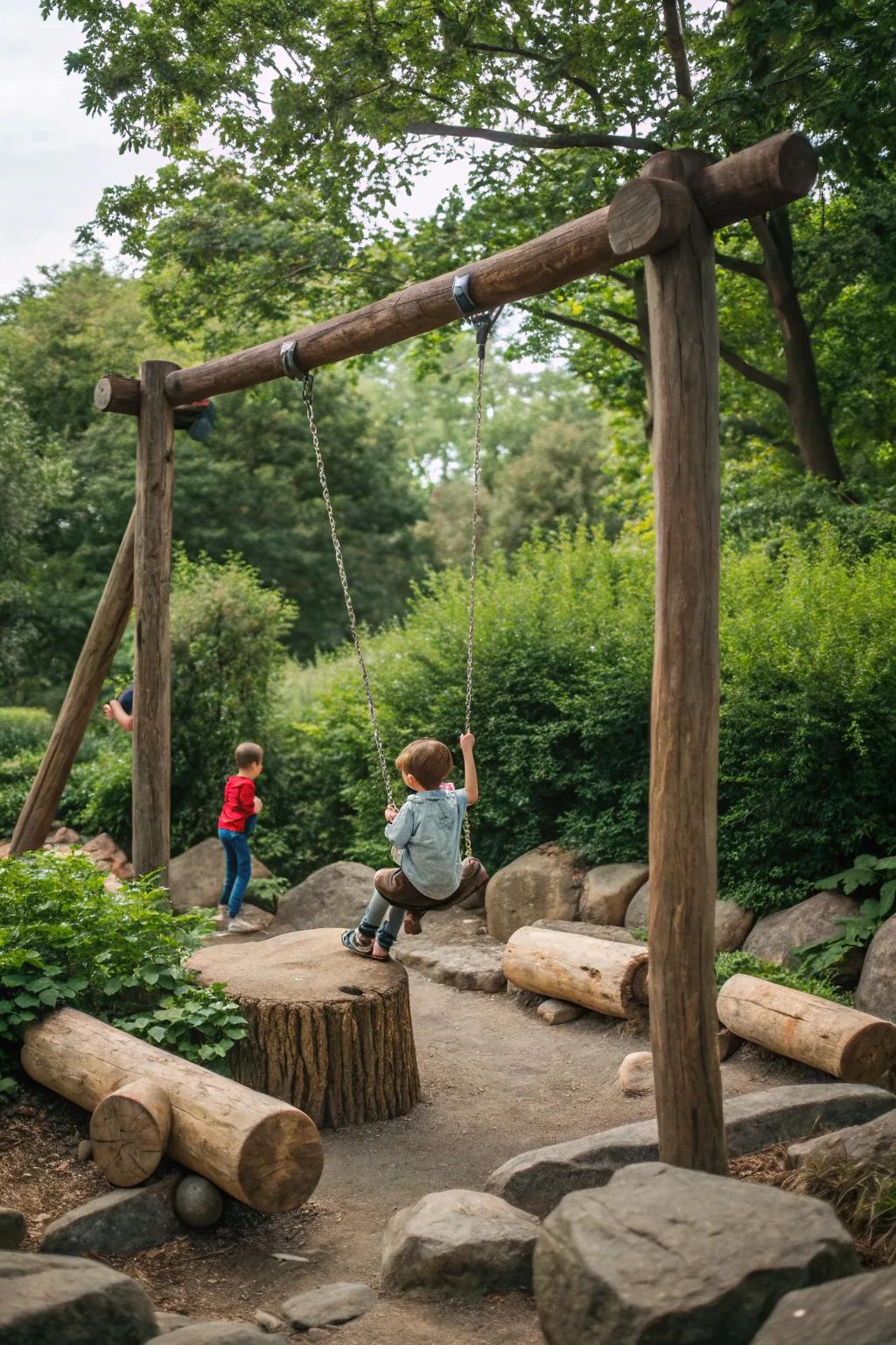 Bring the wild into your backyard with natural play elements.