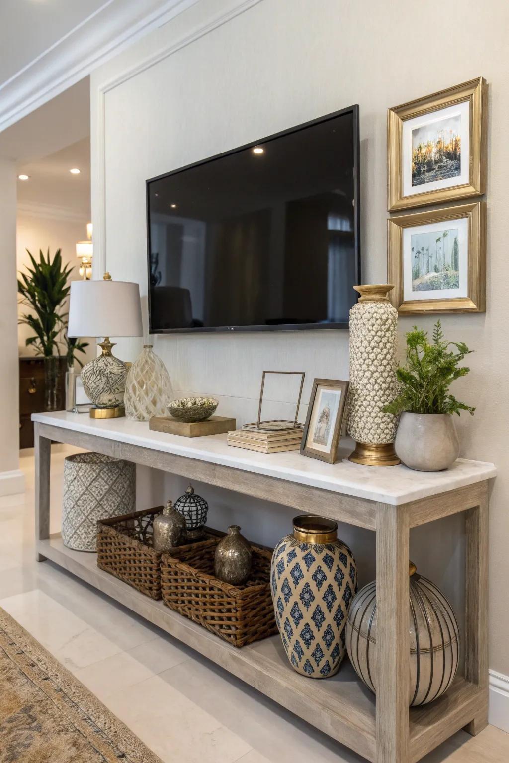 A short console maintains a streamlined, understated look.