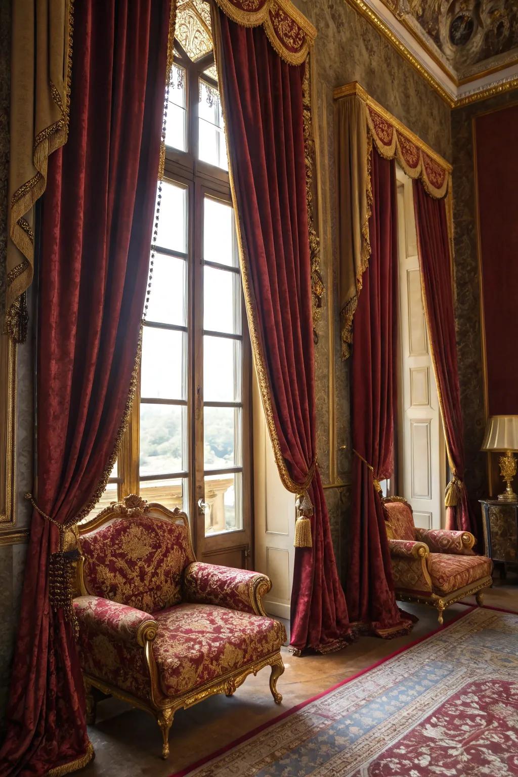 Sumptuous textiles that enhance the Venetian feel of the space.