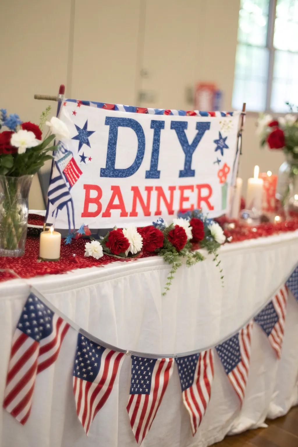 A heartfelt self-made banner complementing the setting.