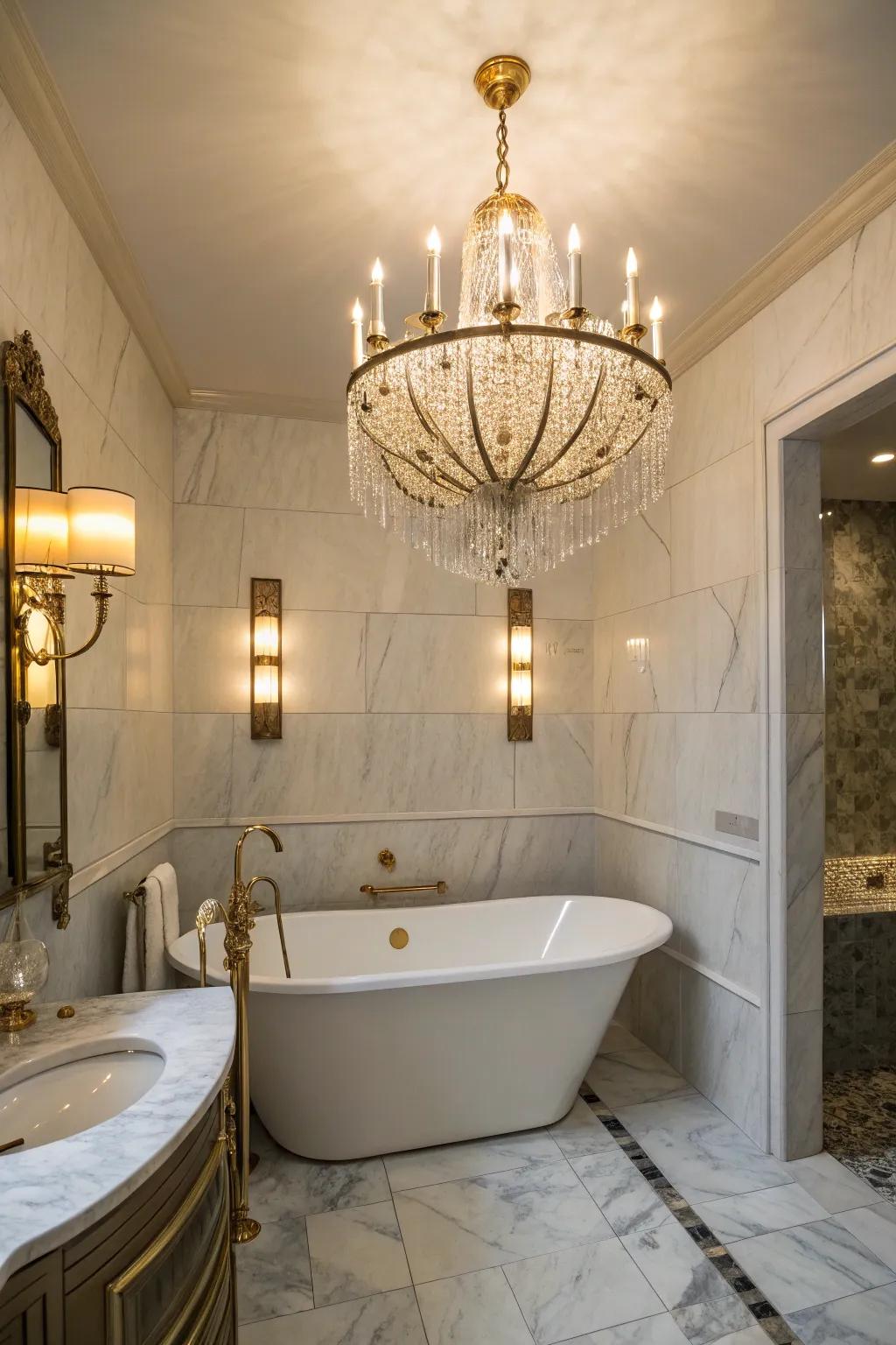 Candelabras and wall lamps cast a warm, welcoming glow.