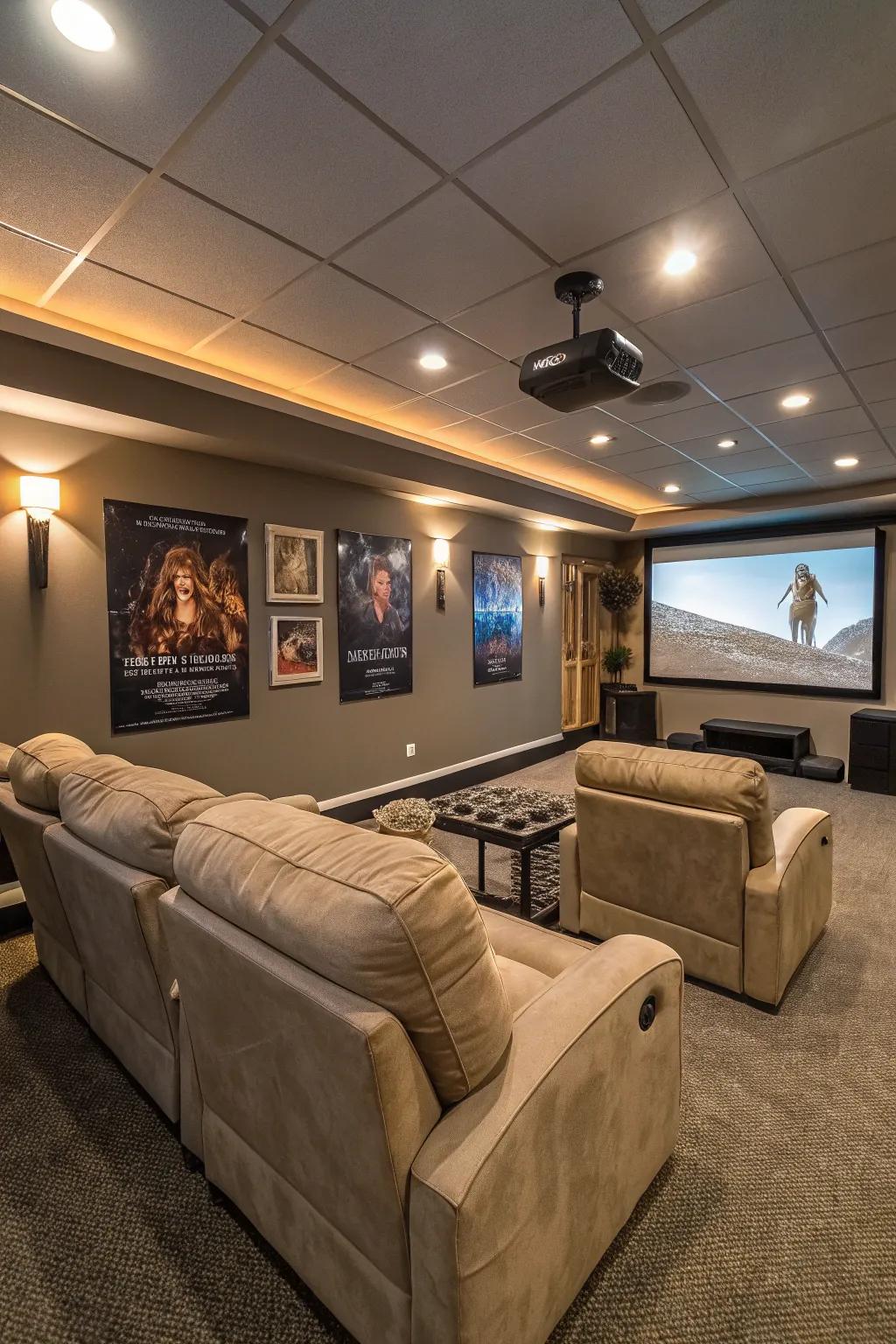 A comfortable home cinema for cinematic enjoyment.