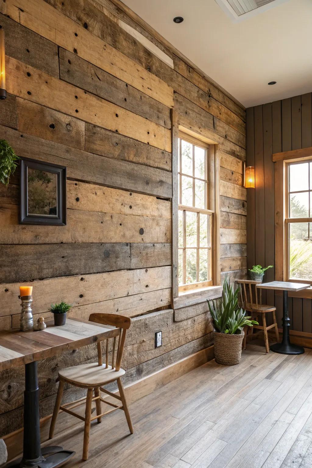 Add personality using reclaimed wood.