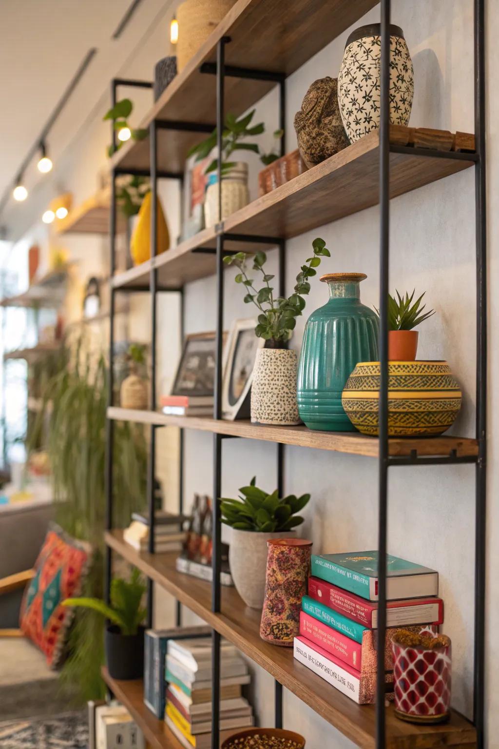 Spark interest through asymmetrical shelf placements.