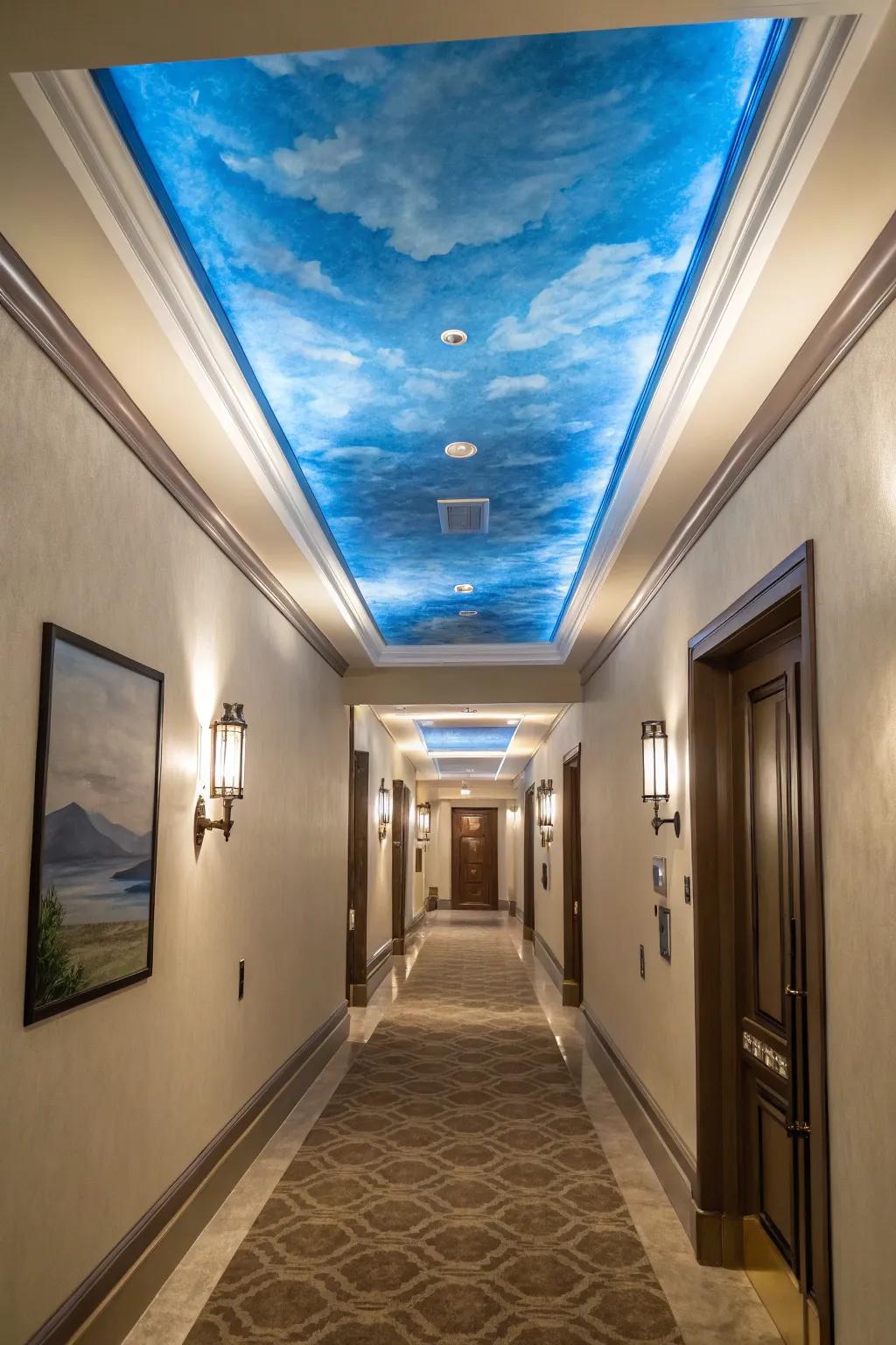 Add an unexpected twist by adorning your ceiling in gentle cerulean.