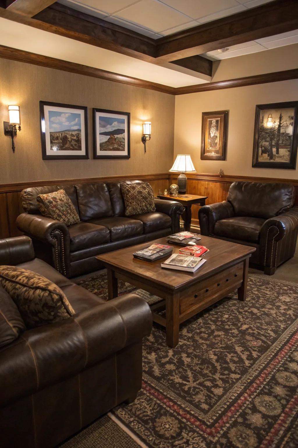 A cozy seating layout encourages conversation and relaxation.