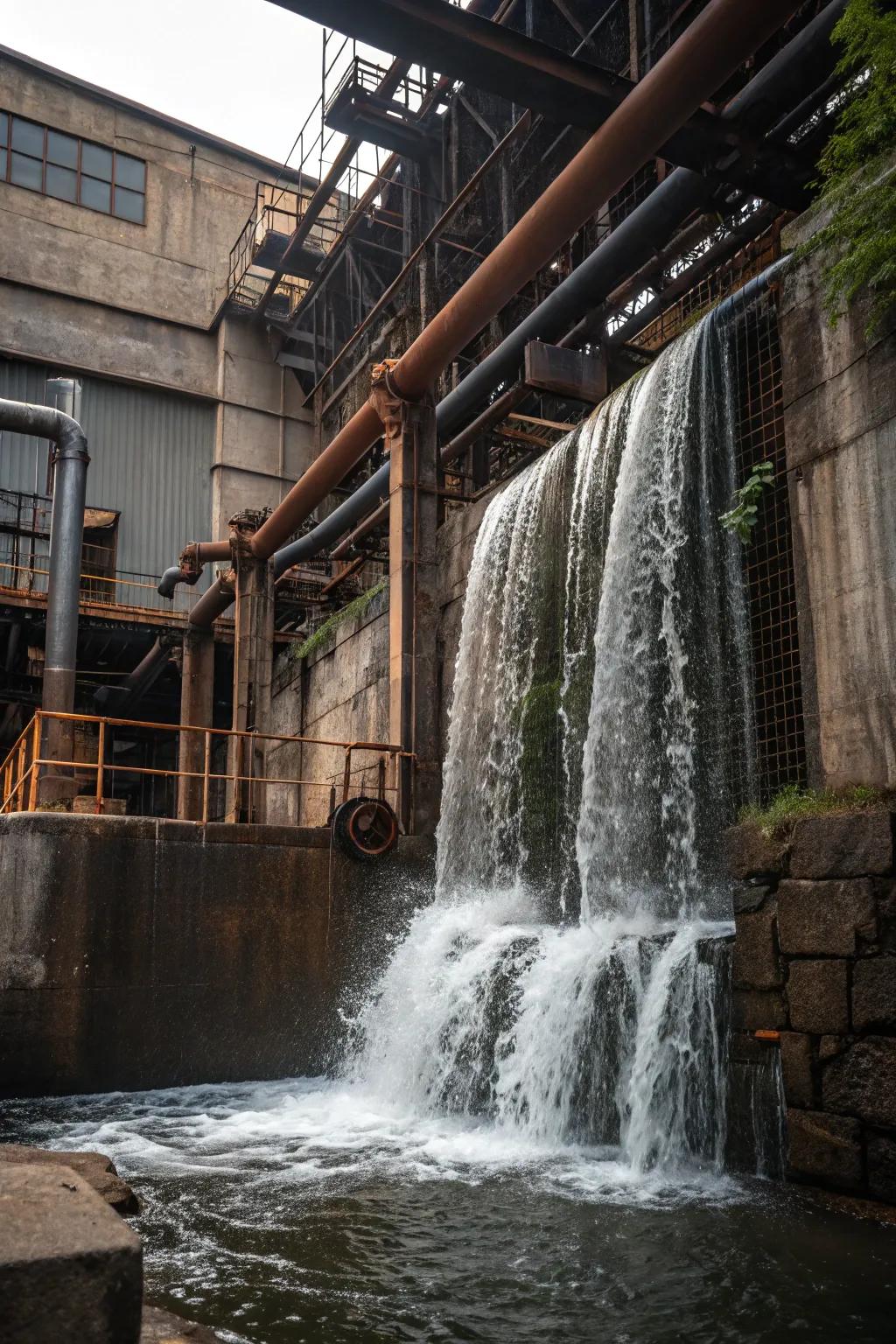 Embrace industrial chic with a metal tube cascade.