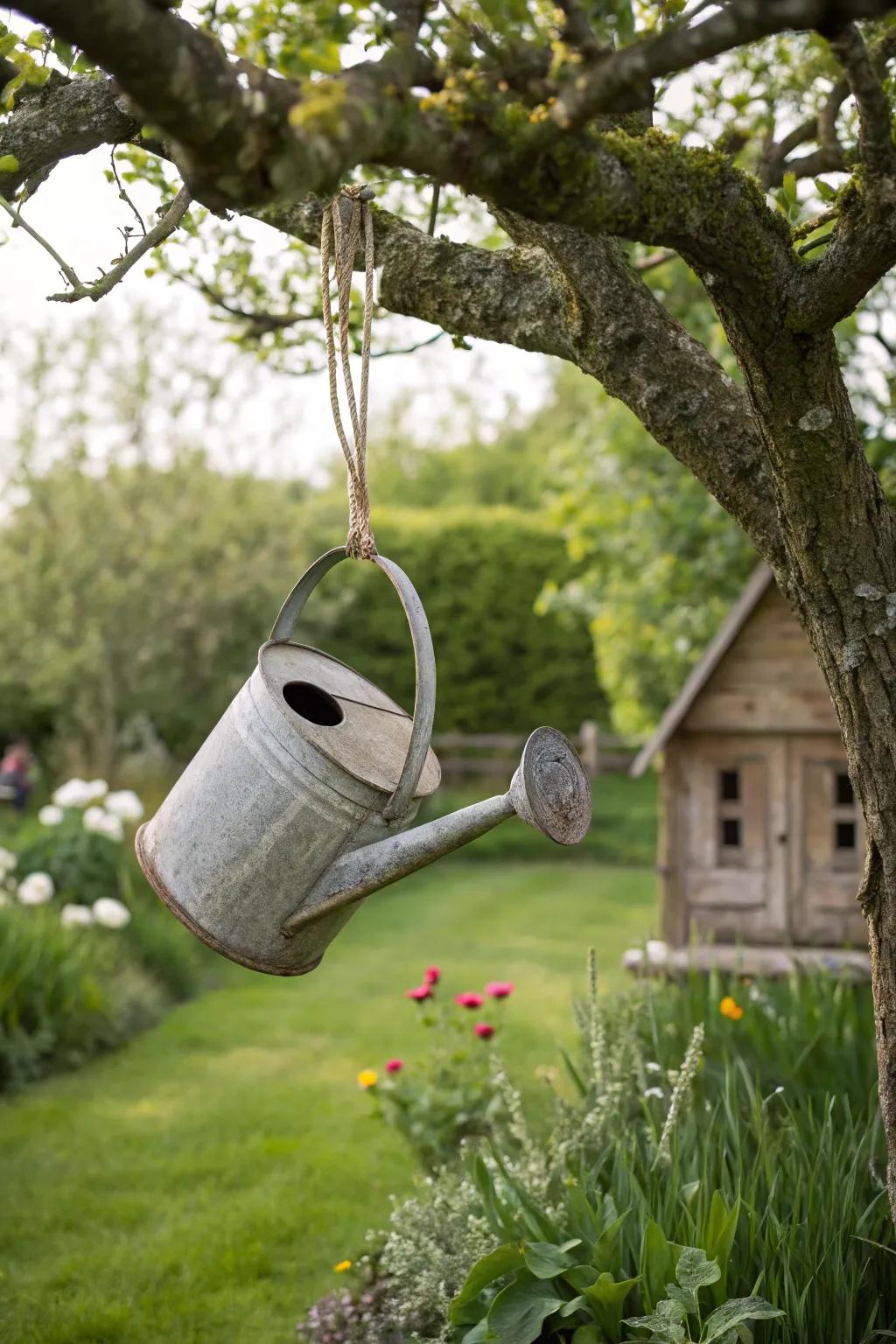 A delightful avian abode constructed from a sprinkler.