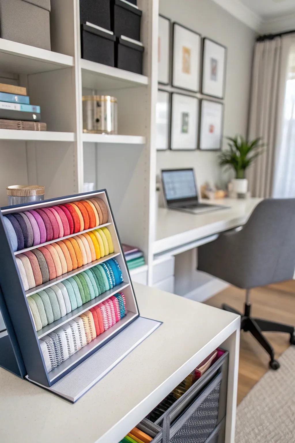 Keep your ribbons neatly arranged with a ribbon binder.