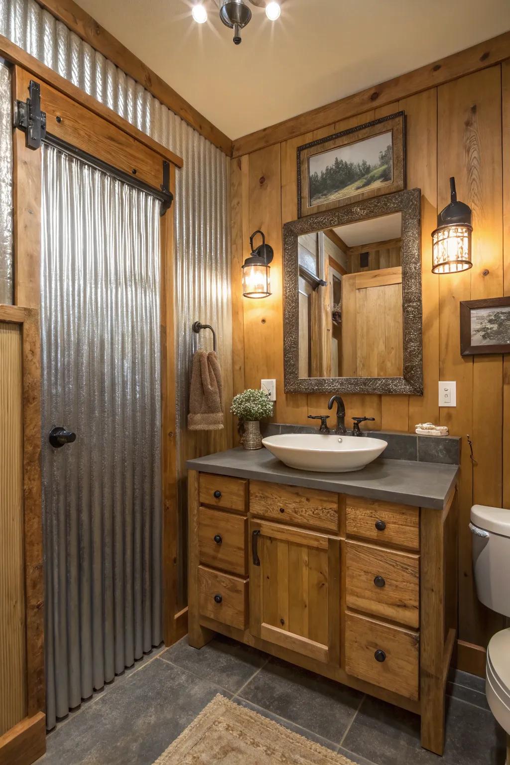 Pleated sheet metal contributes industrial-inspired texture.