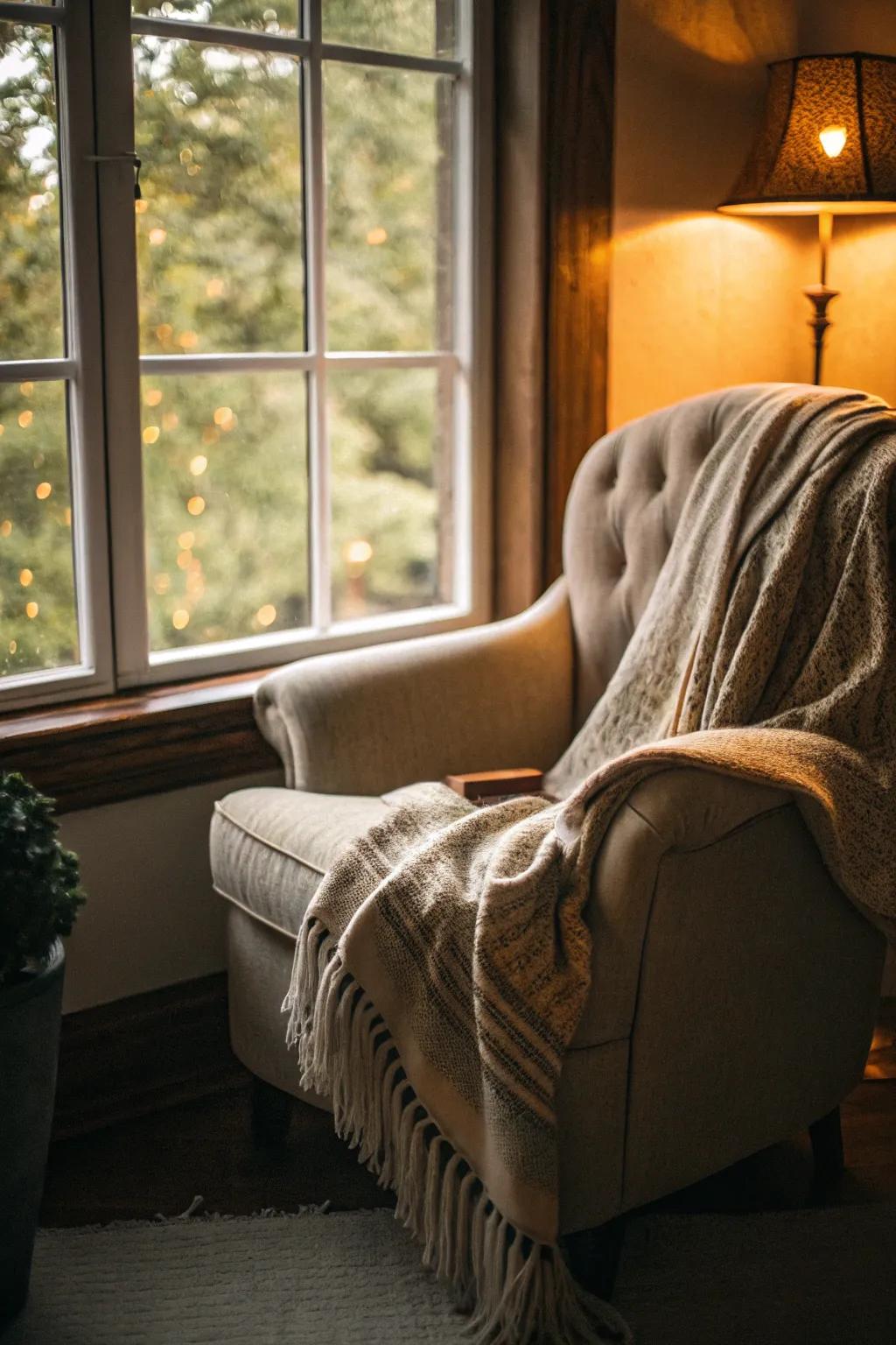 A cozy nook provides a perfect retreat for relaxation.