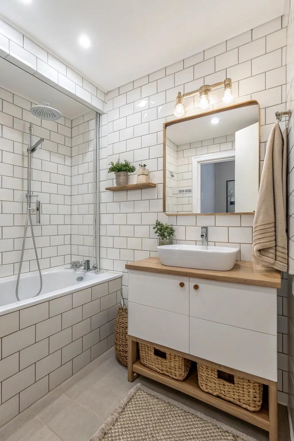 Putty grout provides a subtle and sophisticated look.