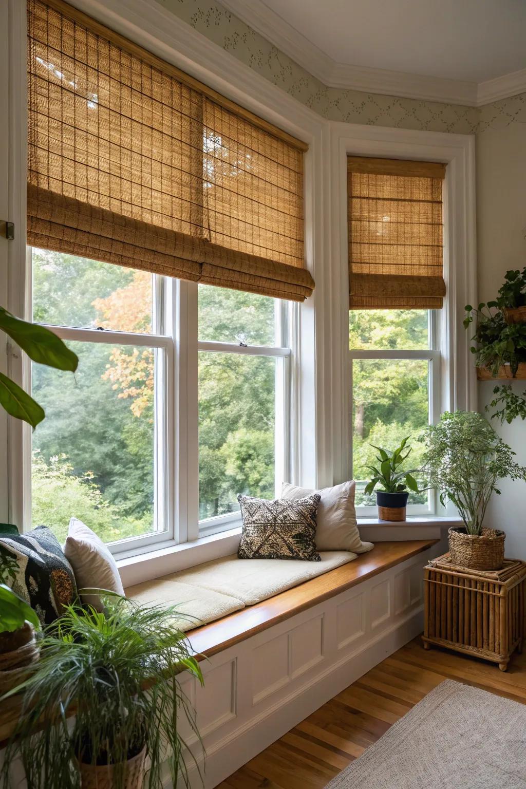 Cane window coverings offer a natural and sustainable option.