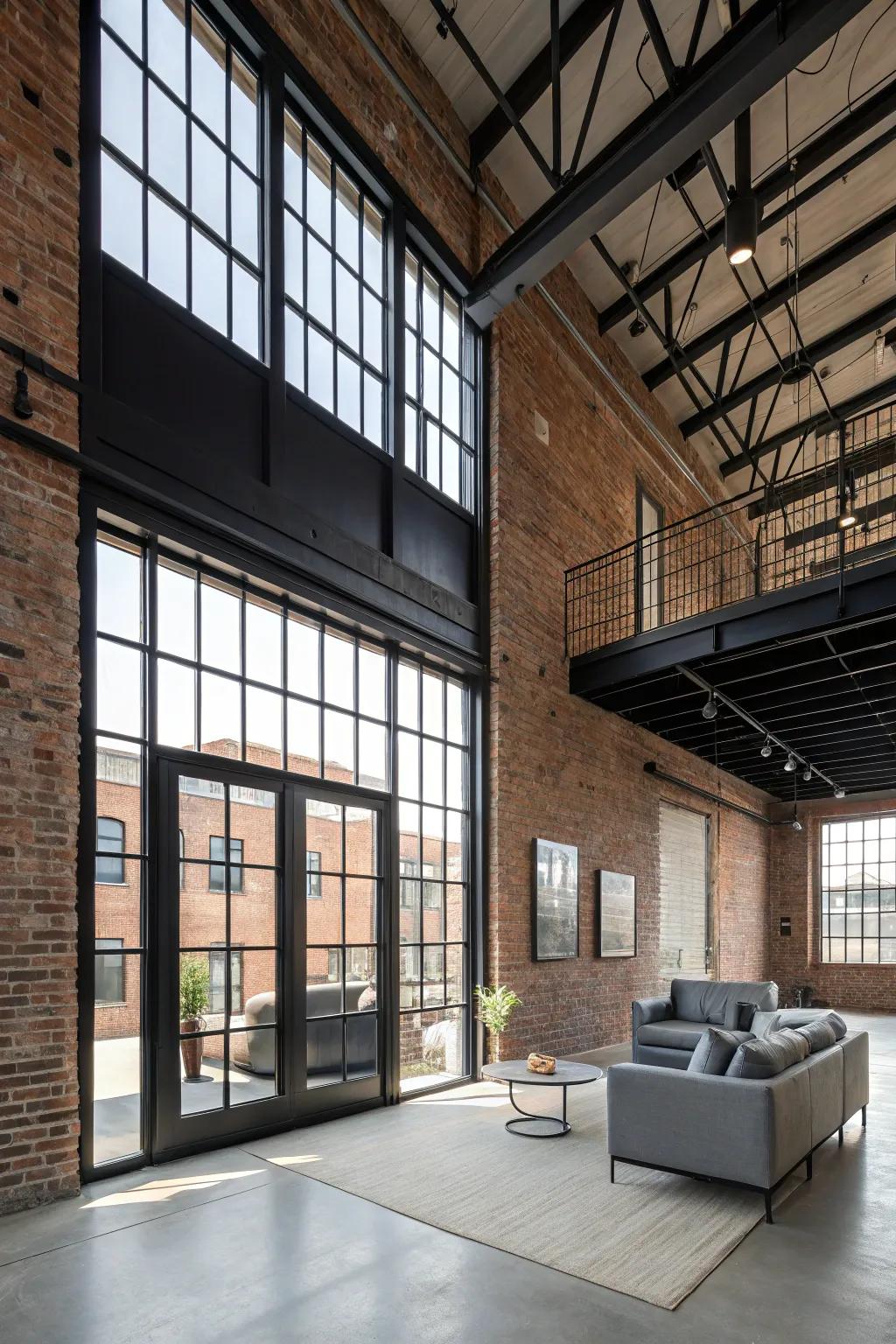 Dull midnight frames complement an industrial loft setting.