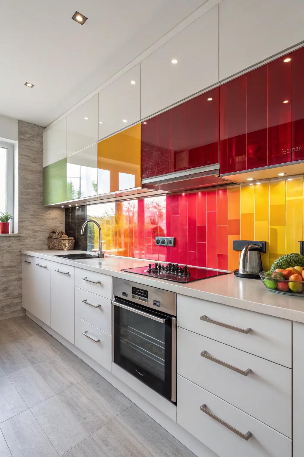 A striking tile guard can act as a vibrant point of focus.