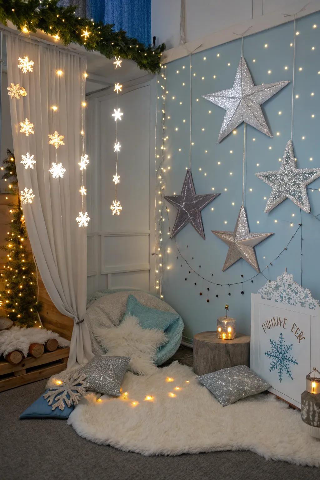 A lovely Glimmer, Glimmer Night theme filled with wintry decorations.