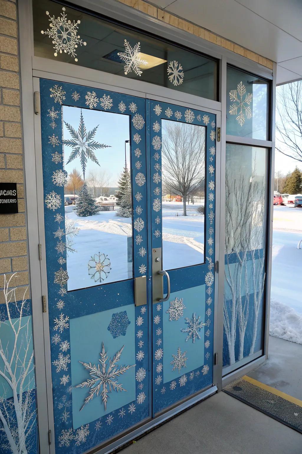 Frigid imagination imparts a bewitching winter sensation to this entrance