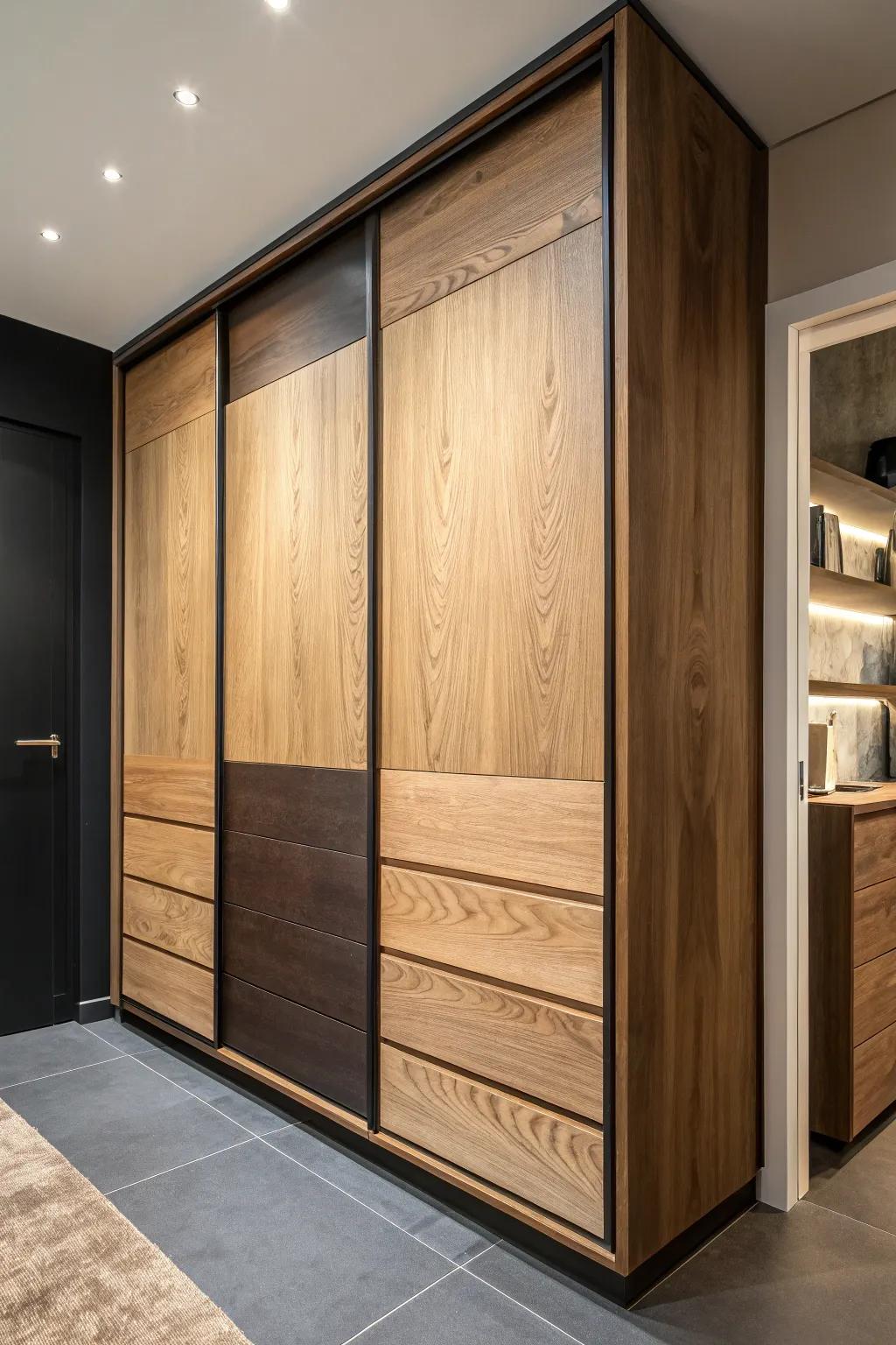 Varied wood shades contribute depth and individuality.