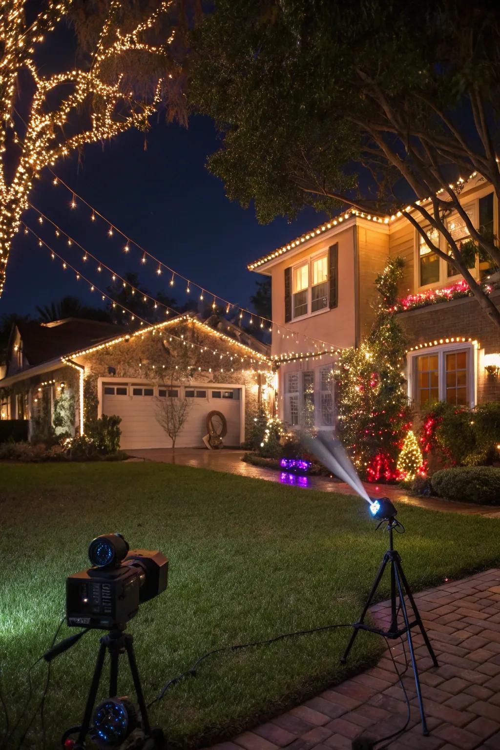 A dazzling exterior light presentation spreads holiday cheer.