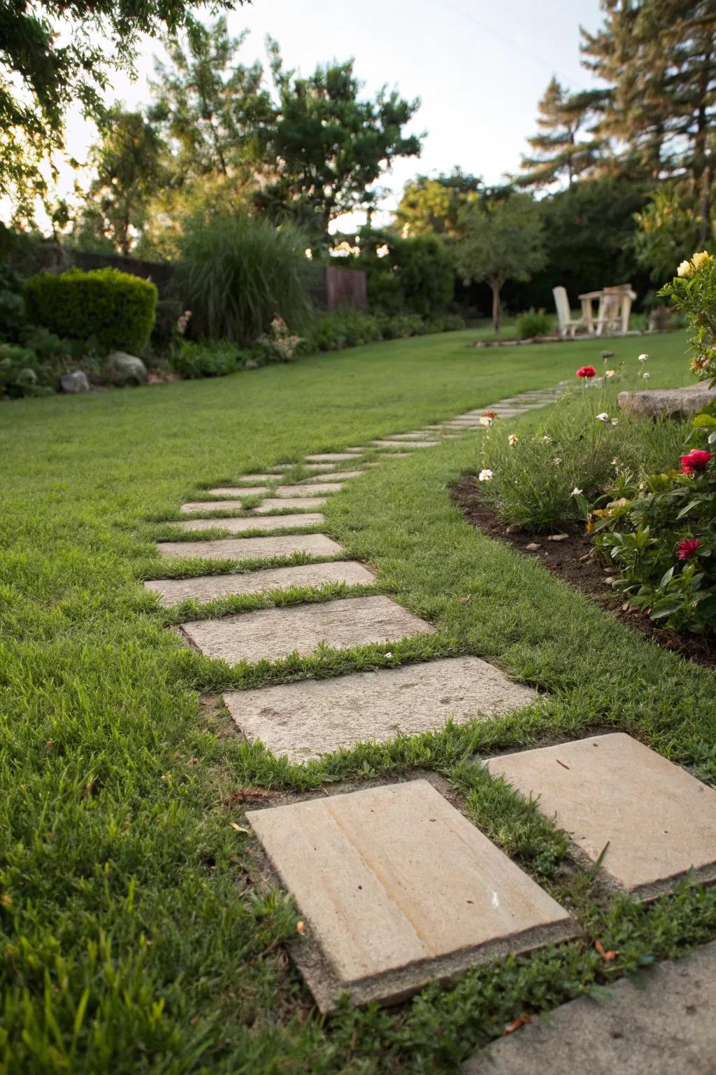 Create whimsical walking pads through a lush lawn.