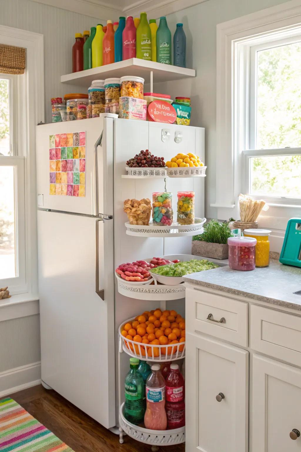A snack station keeps treats organized and ready.