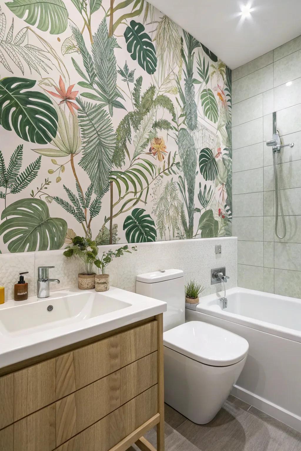 Floral wallpaper brings a revitalizing, outdoor vibe indoors.