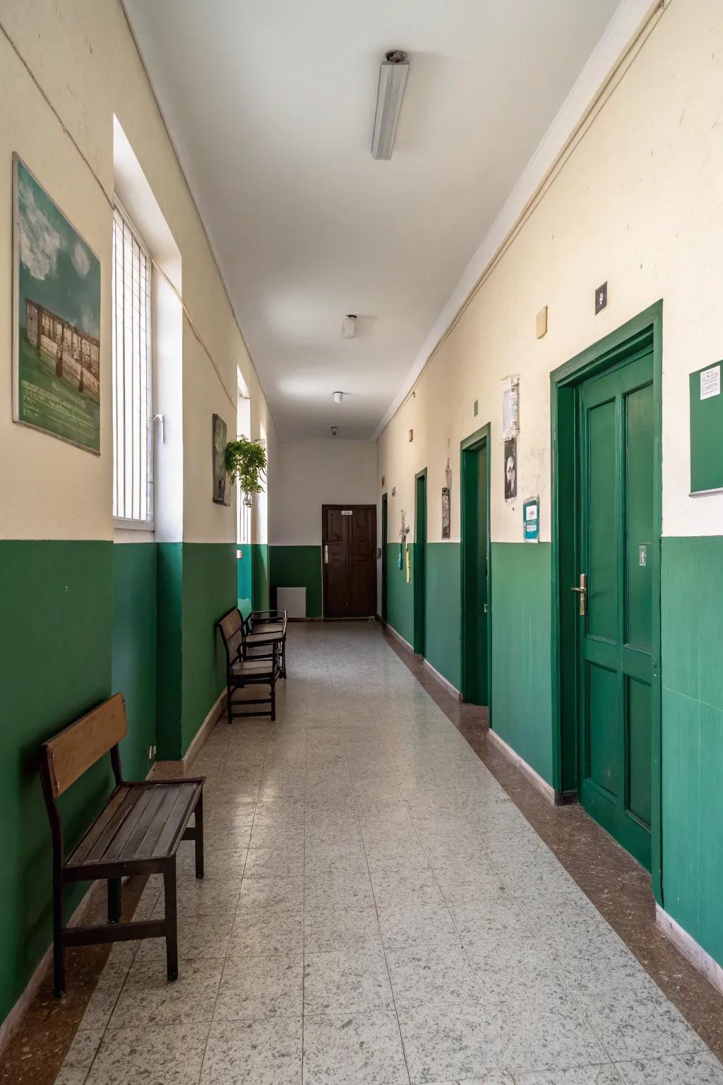 Half-finished walls add a bespoke look to a passageway.
