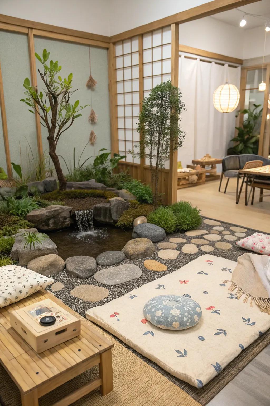 A zen garden departure welcomes care.
