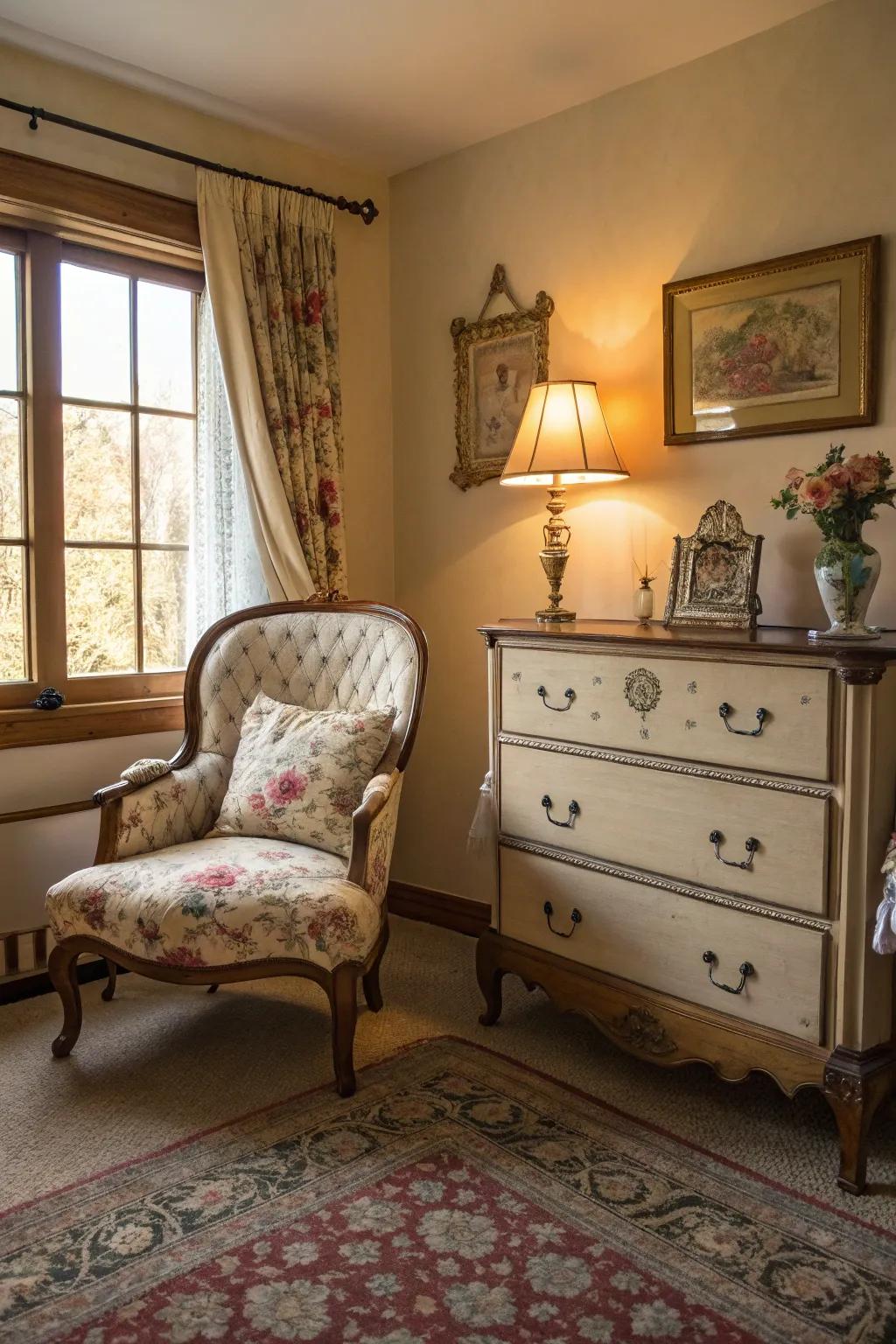 Charm and history are added through timeless furniture.