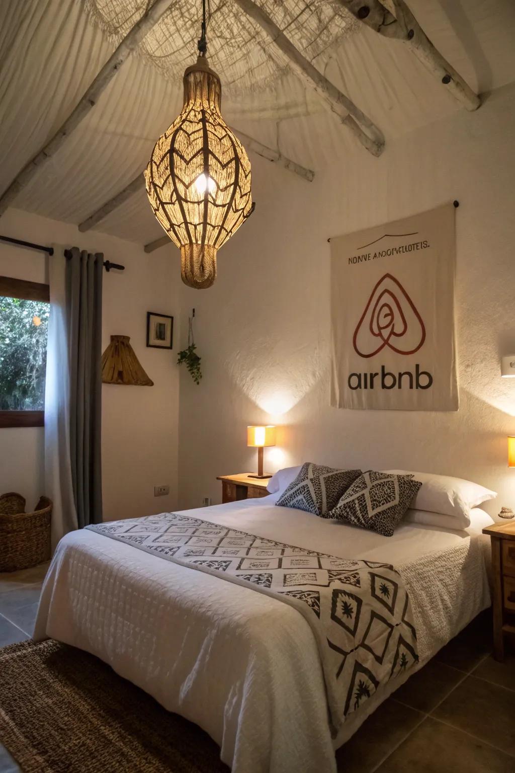 Artistic lighting serves as both a functional and artistic element.