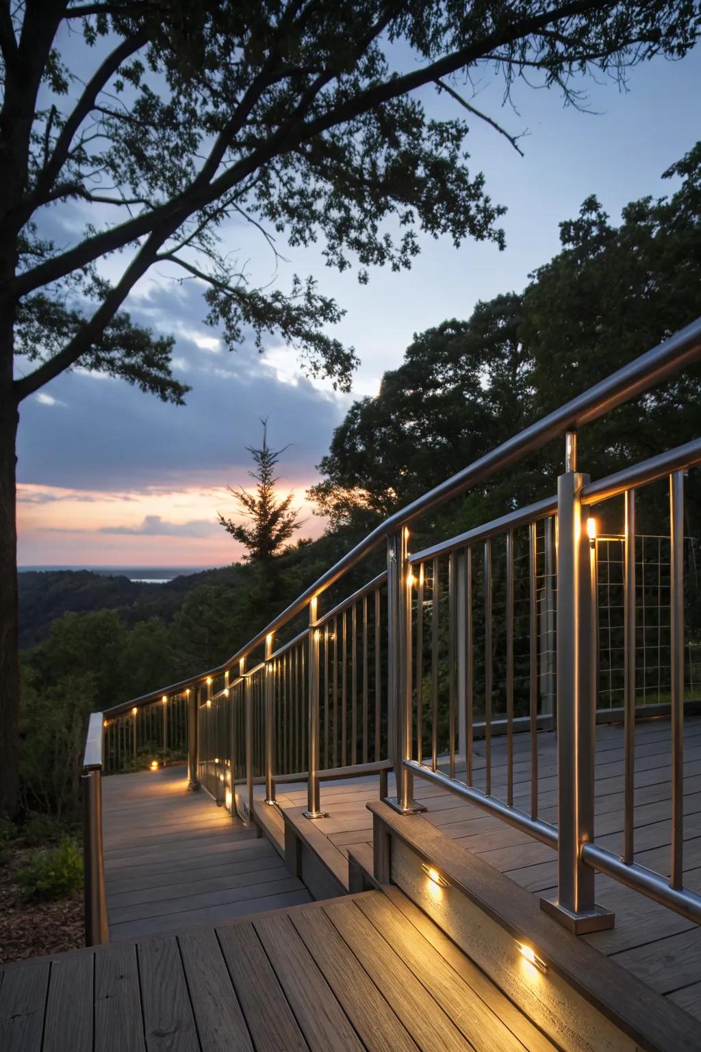 Aluminum borders with illumination generating a magical evening ambiance.
