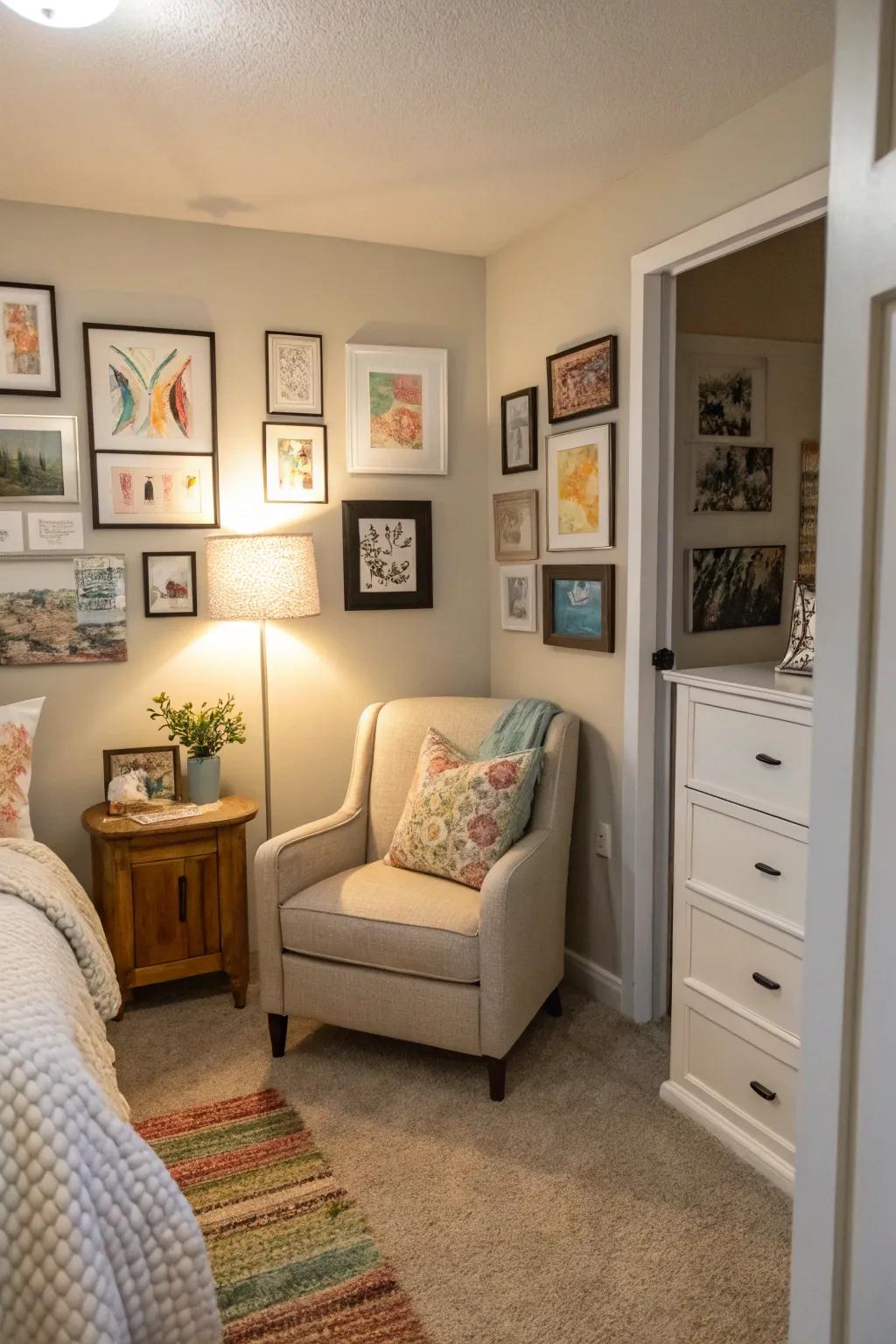 An art area offers a personal space for reflection.