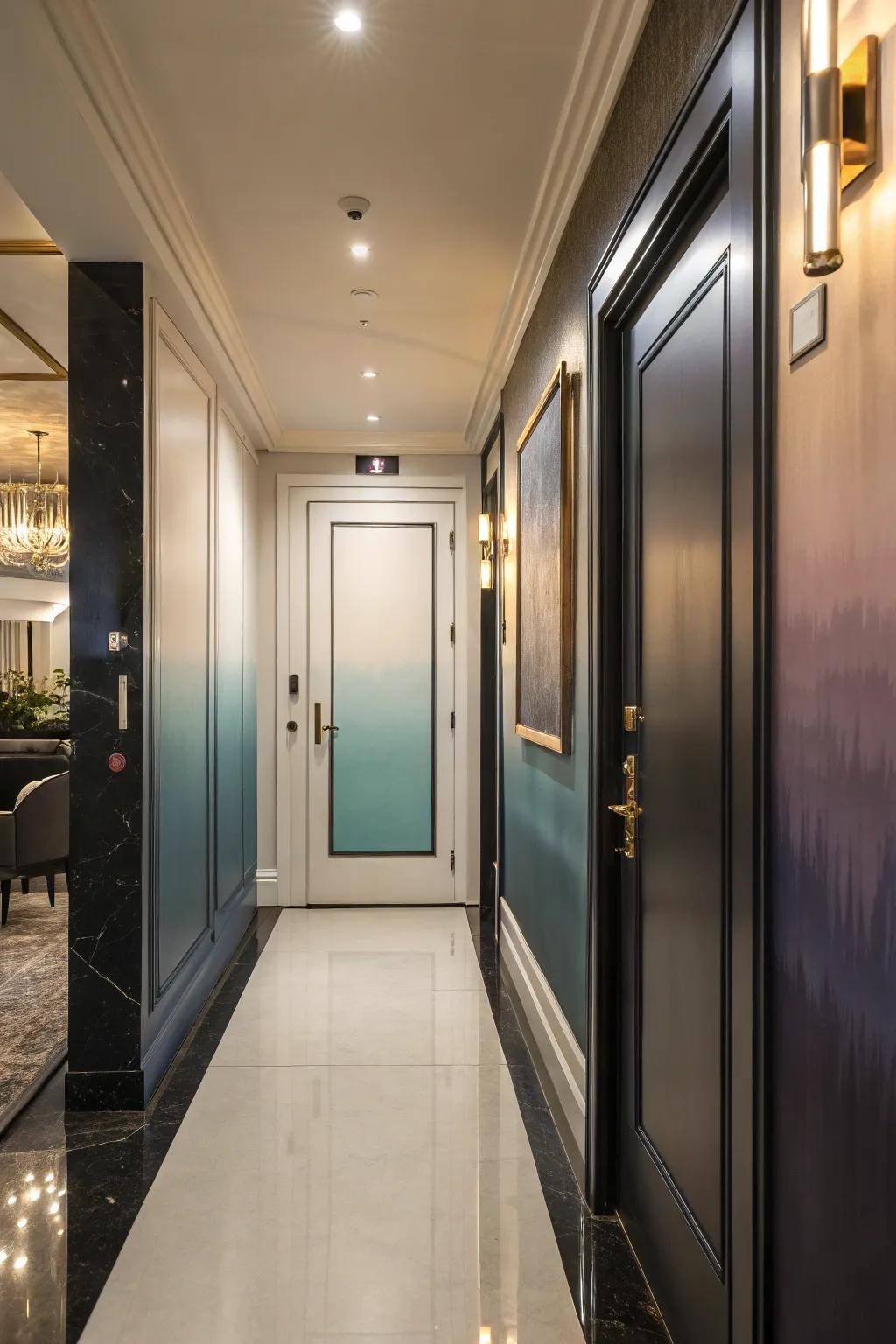 A gradient-painted door, presenting a striking visual.