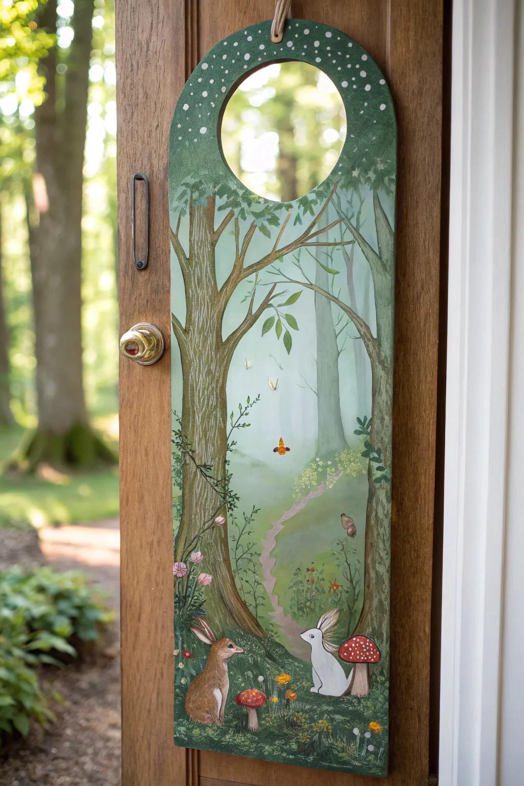 A magical fairytale forest-inspired door adornment.