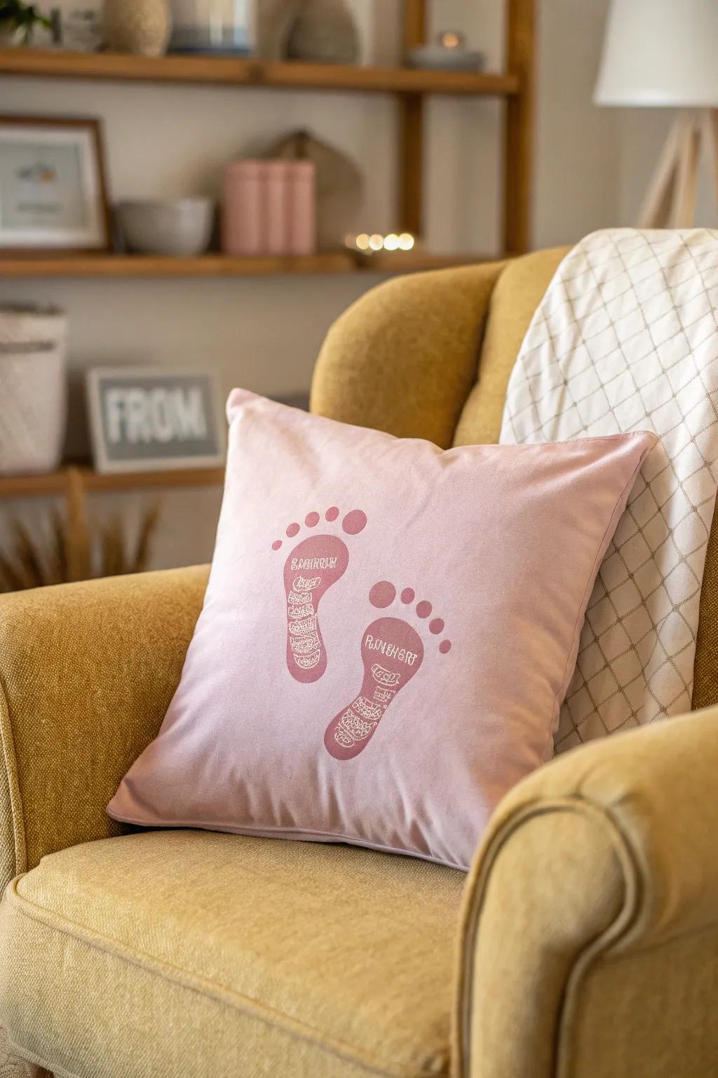 A cozy cushion with a personal touch for grandma's space.