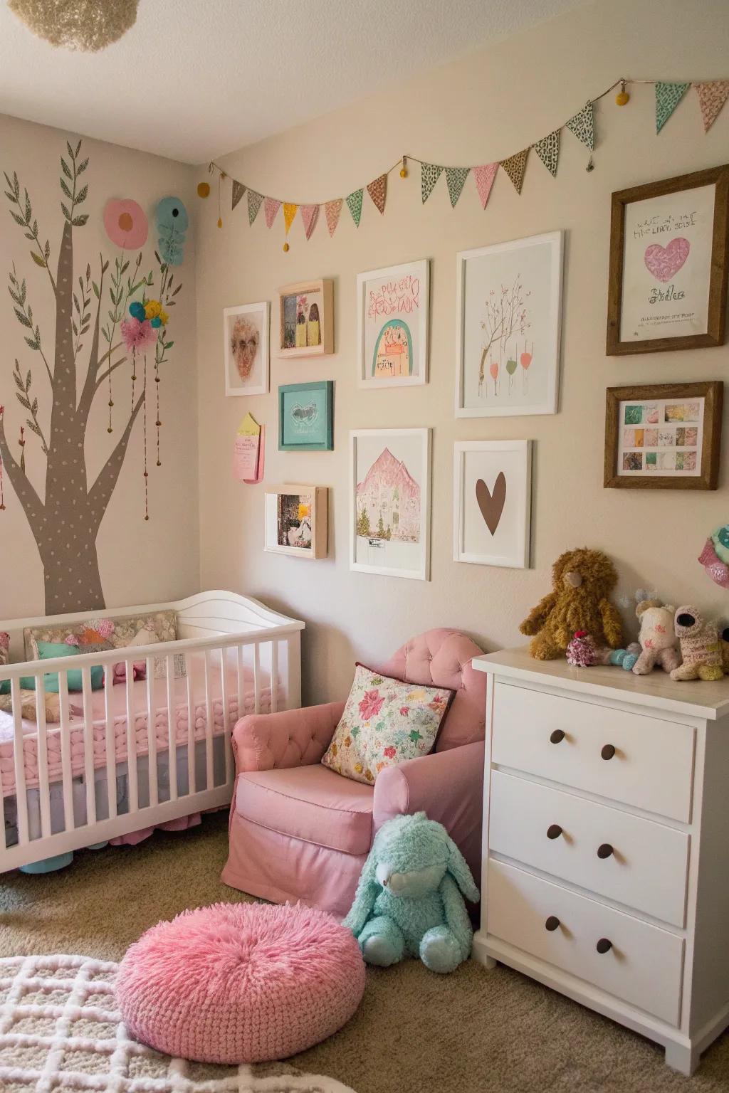 Personalized DIY wall decor adds a unique detail to the space.