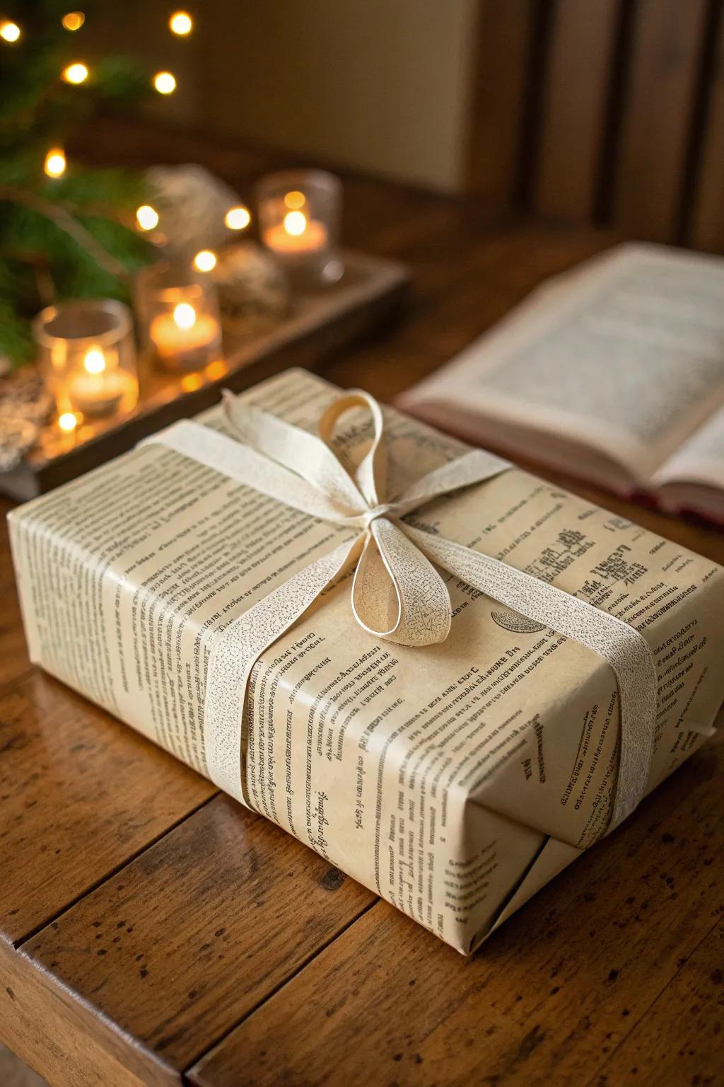 A whimsical gift enfolded in narrative pages, ideal for a baby shower.