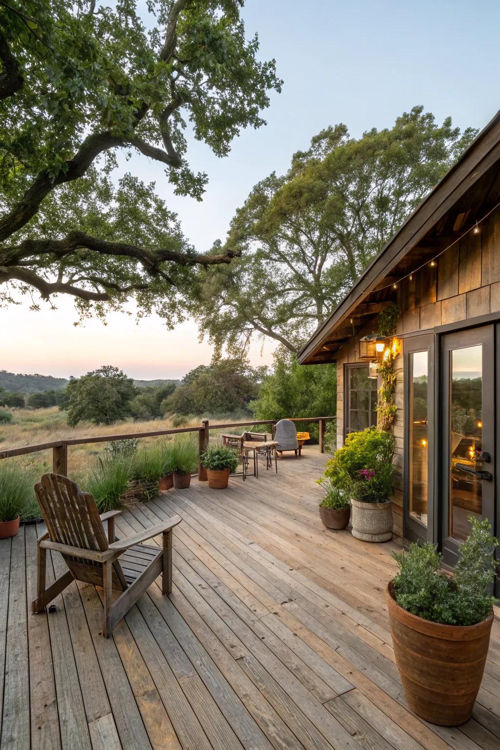 Rustic timber hues craft a snug and inviting atmosphere.