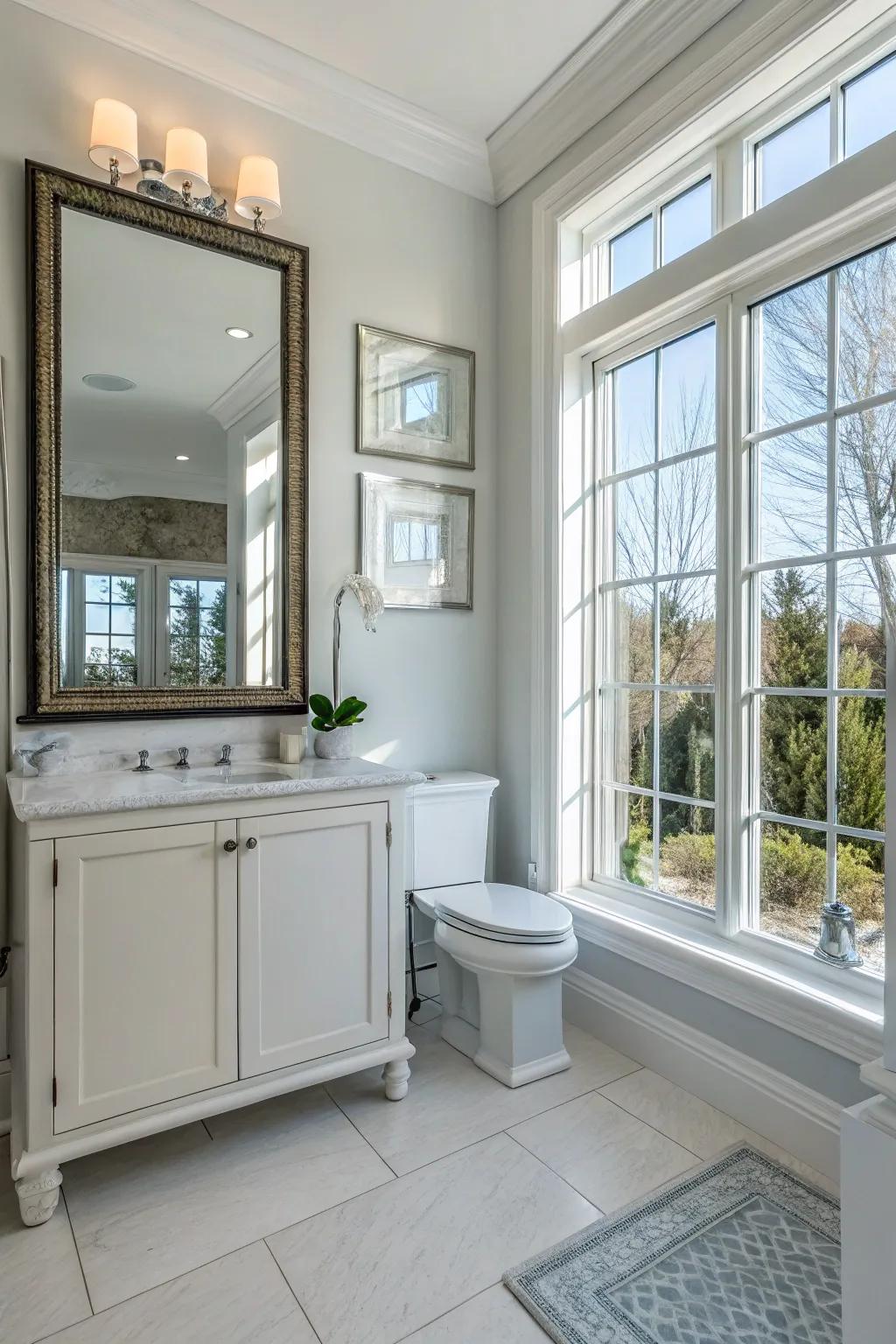 Glasses showing light, adding size.