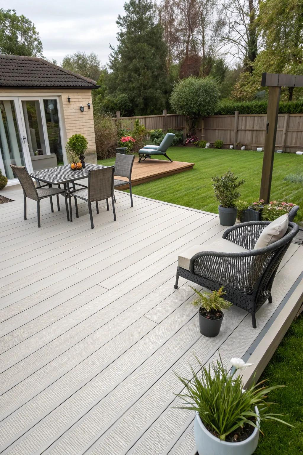 Composite decking offers beauty with minimal upkeep.