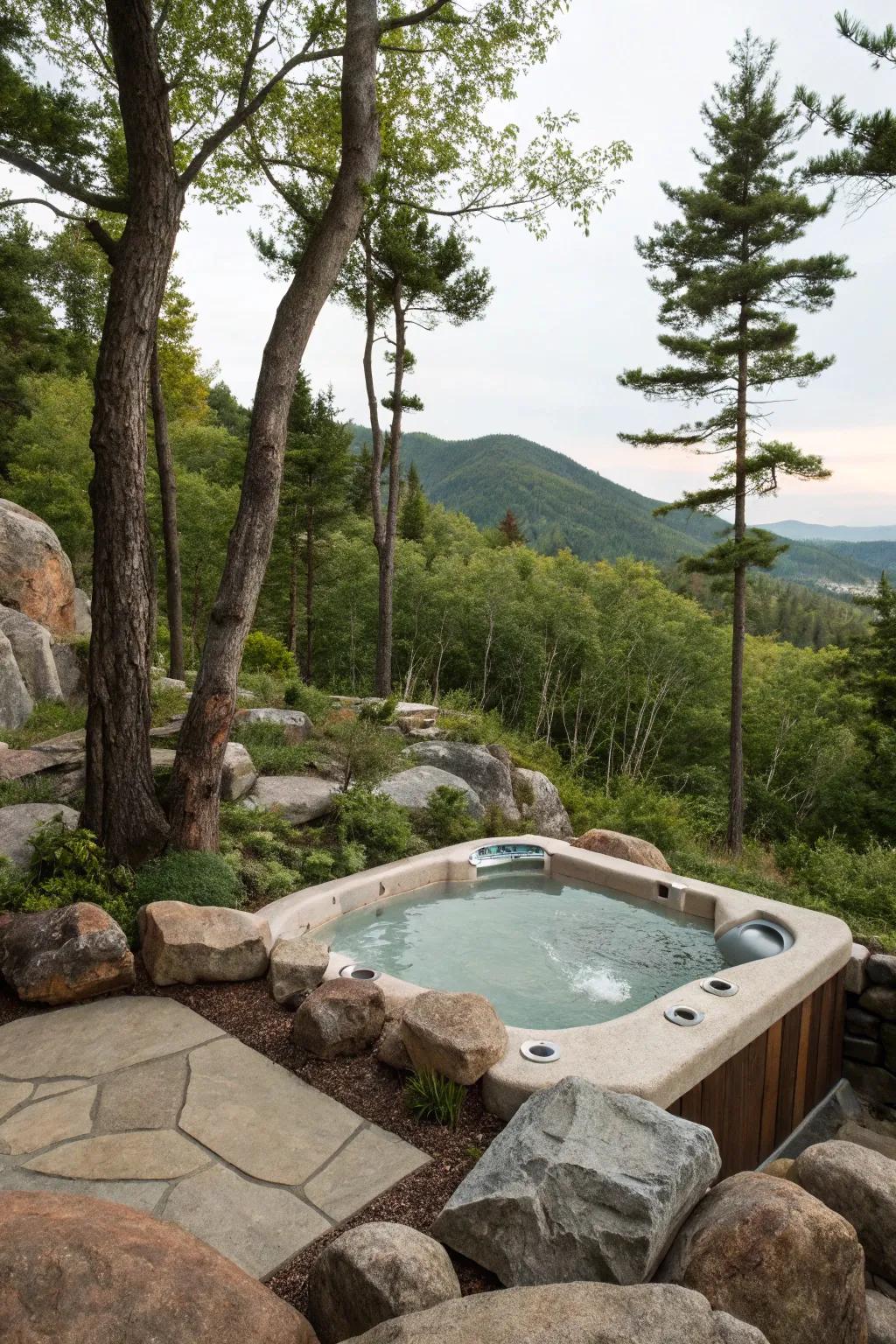 Smooth integration makes the bubble spa an organic component of your scenery.