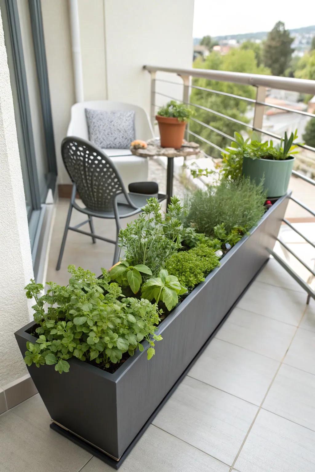 Long box planters are a modern and simple way to grow herbs.