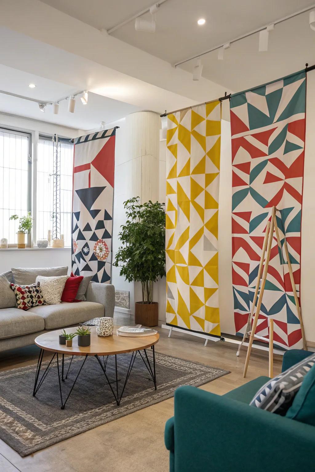 Geometric patterns add a modern style to your furnishings.