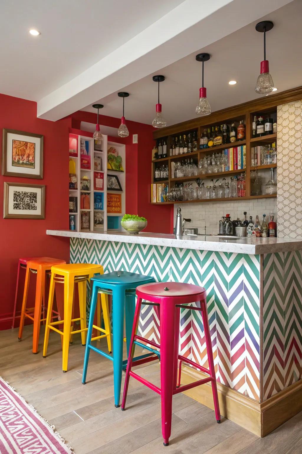 A pop of color adds energy and personality to your bar.