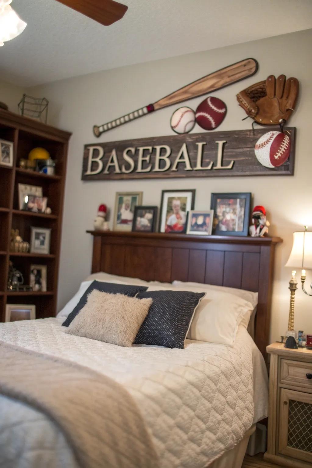 Personalize your space with a custom baseball-themed sign.