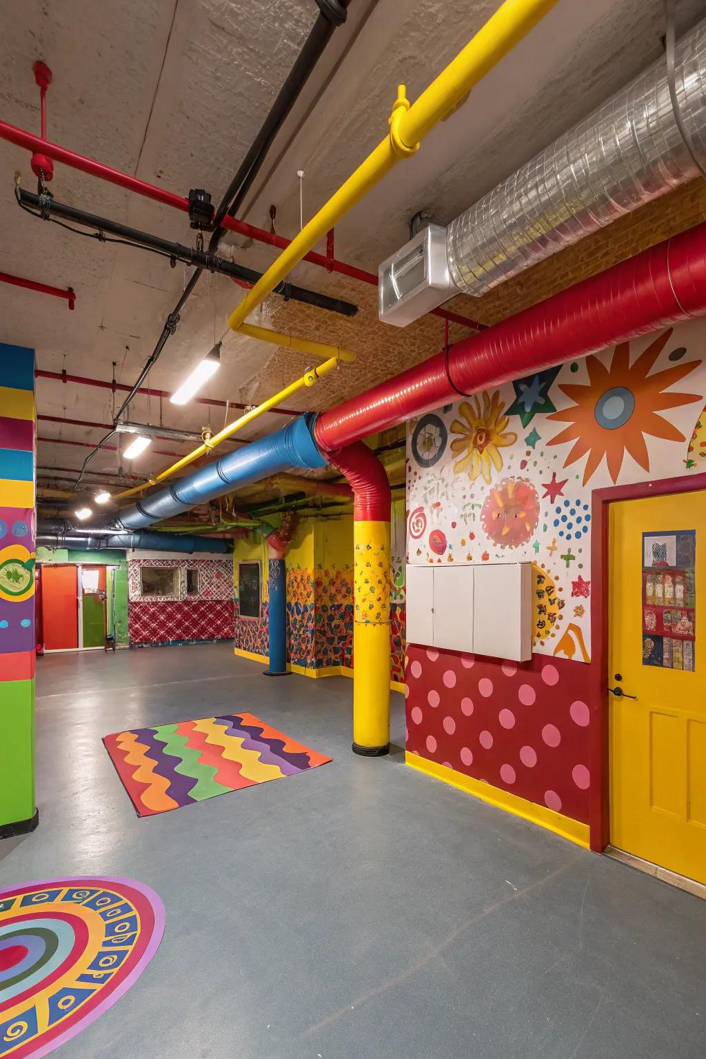 Infuse personality into your space with bold colors on ductwork.