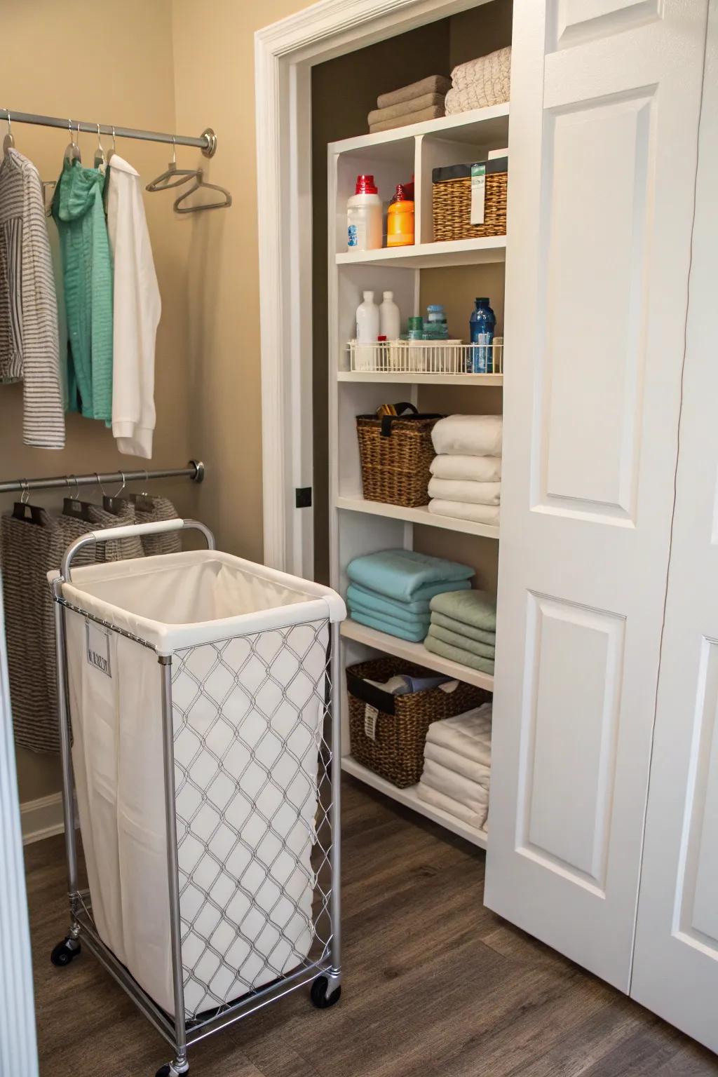 A laundry hub inside your closet enhances efficiency.