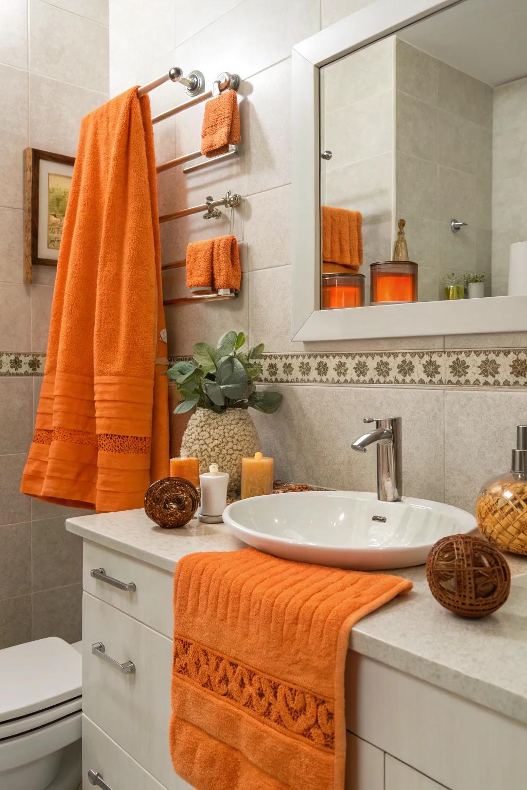 A bathroom brought to life with unexpected pops of color, adding vibrancy and charm.